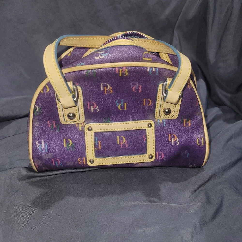 VTG Dooney and Bourke Mini Dome Boston Purple w/ Multicolored Zipper Y2K Bowling